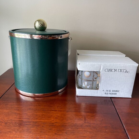 Never used Vintage Culver Golf Accent 14oz  Glasses with Ice Bucket - Picture 7 of 8